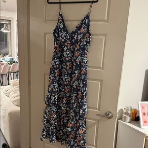Essue Navy Floral High Low Dress